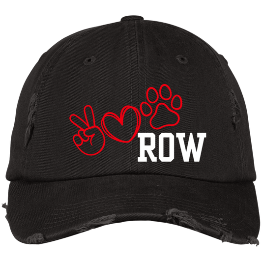 Peace Love Dog Row -  Embroidered Distressed Dad Cap